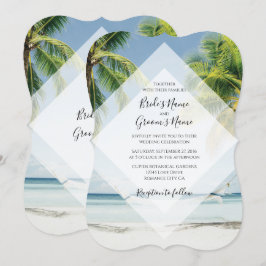 Invitaciones de Boda de Playa con Palmeras Tropica