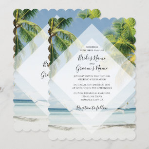 Invitaciones de Boda de Playa con Palmeras Tropica