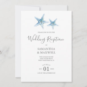 Invitaciones de boda de playa solo recepción Starf