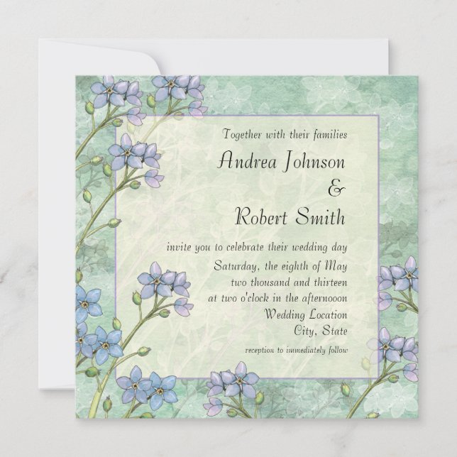 Invitaciones de boda de primavera Floral No me olv (Anverso)
