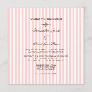 Invitaciones de boda de rayas rosa liso