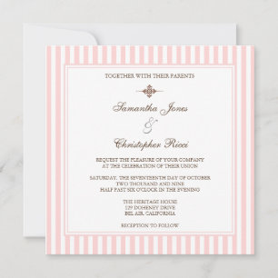 Invitaciones de boda de rayas rosa liso