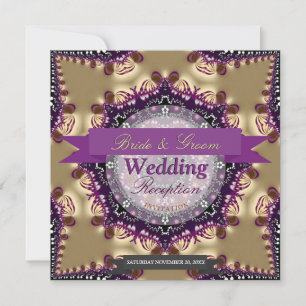 Invitaciones de boda de recepción reales púrpura d