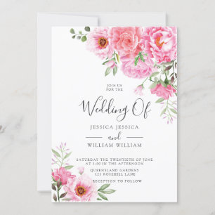 Invitaciones de boda de rosa de diseñador moderno 