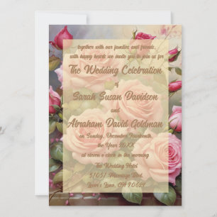 Invitaciones de boda de rosas rosadas elegantes de