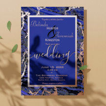 Invitaciones de boda de Rose Gold & Navy de 5" x 7