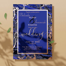 Invitaciones de boda de Rose Gold & Navy de 5" x 7