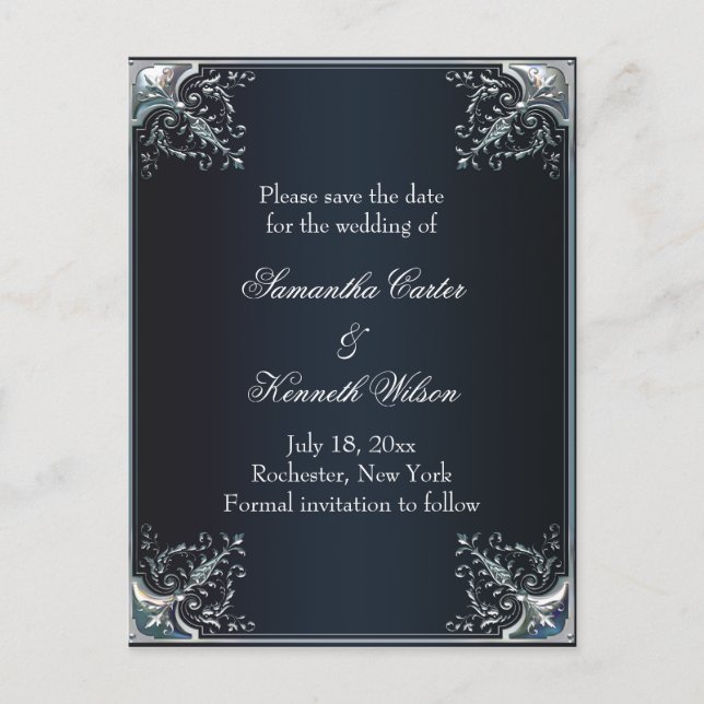 Invitaciones de boda de seda negra corbata negra (Anverso)