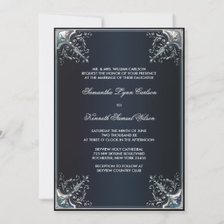 Invitaciones de boda de seda negra corbata negra