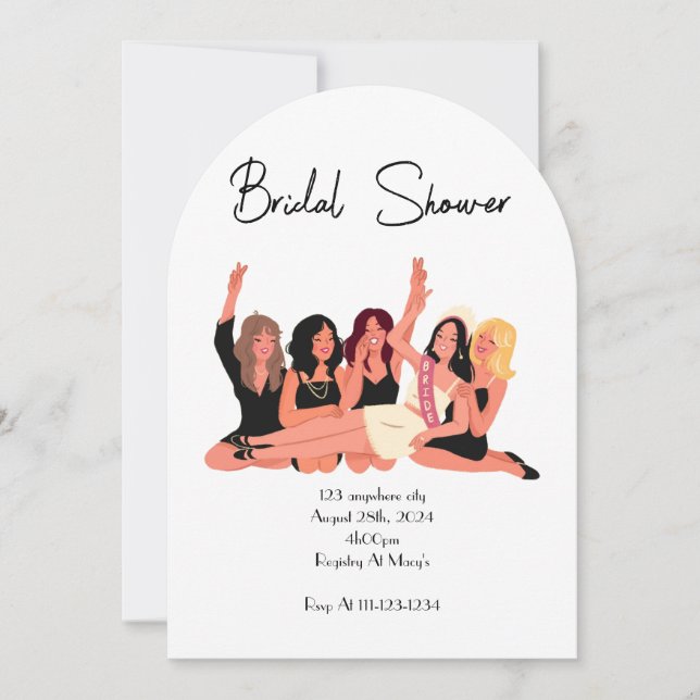 invitaciones de boda de soltera blancas (Anverso)