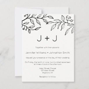 Invitaciones de boda de sucursales modernas