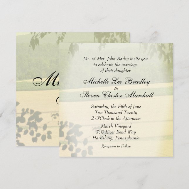Invitaciones de Boda de Summer Fields (Anverso / Reverso)