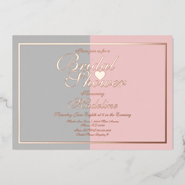 Invitaciones de boda de tono rosa gris dos tonos p (Anverso)