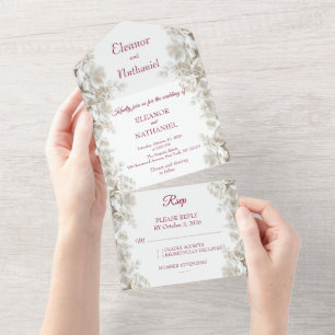 Invitaciones de boda de tres dobleces con flores b
