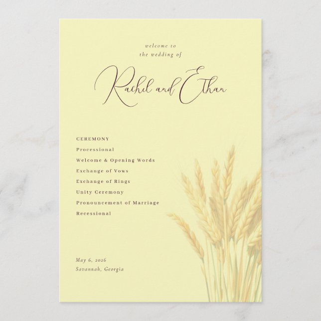 Invitaciones de boda de trigo beige sereno (Anverso)