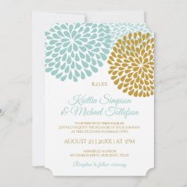 Invitaciones de boda de turquesa claro y dorado