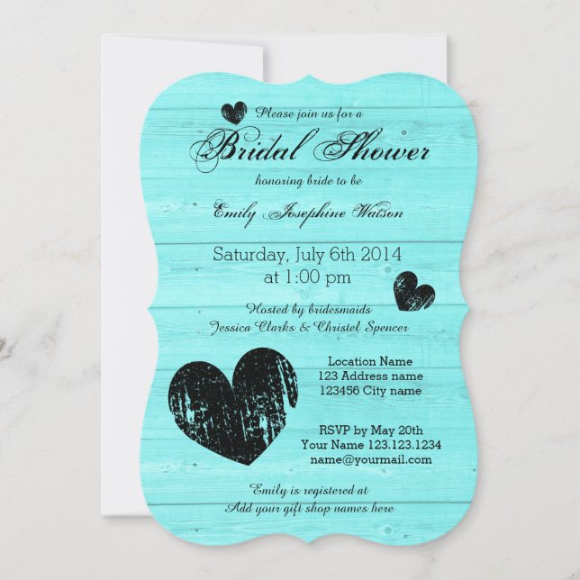 Invitaciones de boda de turquesa y negro para la d (Anverso)