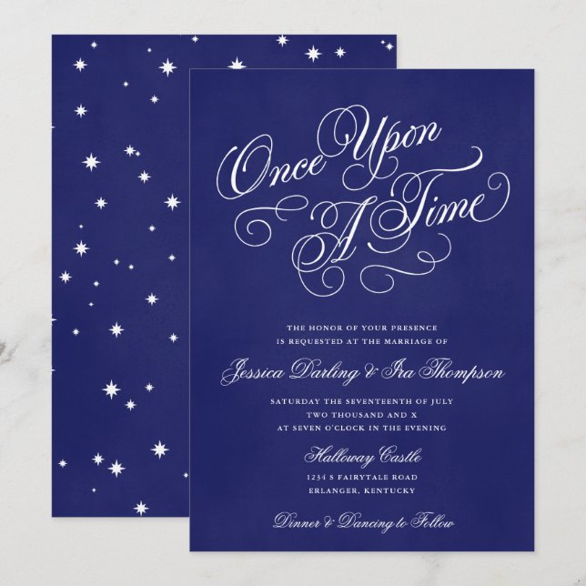 Invitaciones De Boda De Una Vez Al Azul Real (Anverso / Reverso)