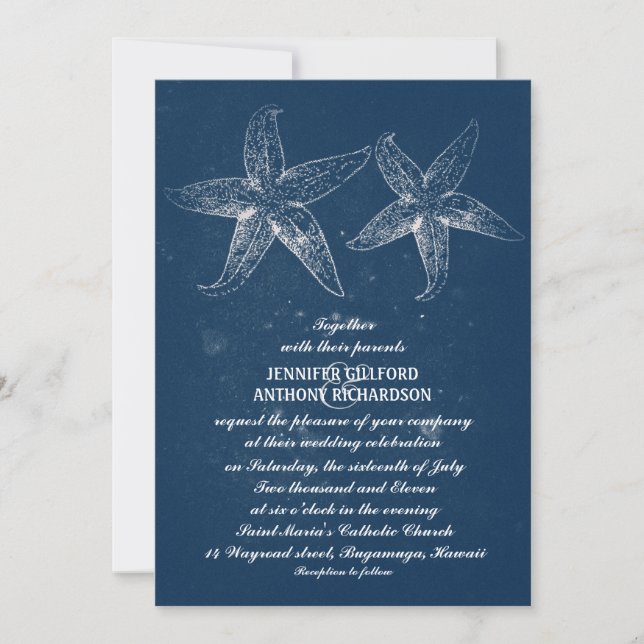 INVITACIONES DE BODA DE VINTAGE BEACH (Anverso)