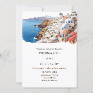 Invitaciones de boda de Watercolor santorini