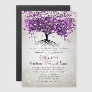Invitaciones de boda del árbol de hoja de corazón 