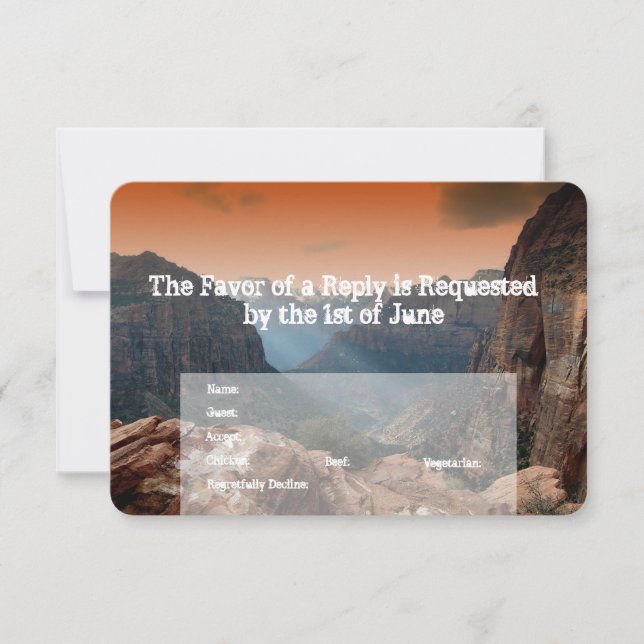 Invitaciones de Boda del Cañón de Sion del Suroest (Anverso)