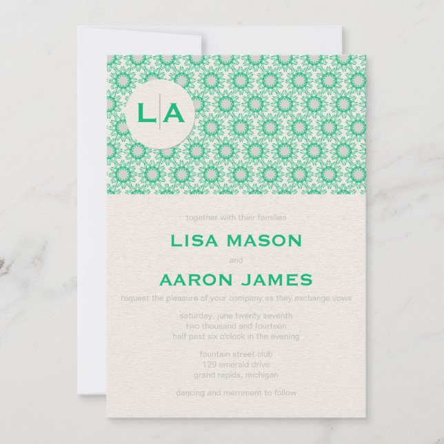Invitaciones de boda del Patrón Esmeralda (Anverso)