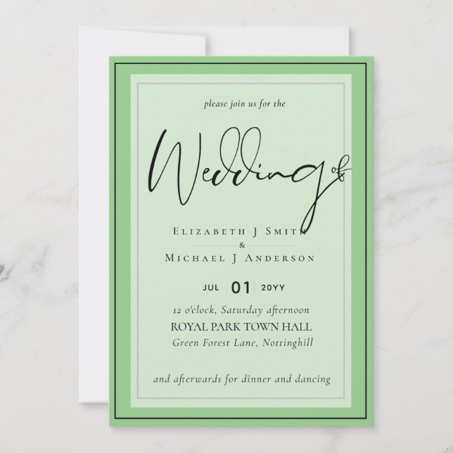 Invitaciones de boda económicas con superposición  (Anverso)