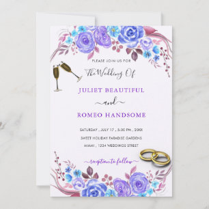 Invitaciones de Boda Ejemplo Champán y Anillos