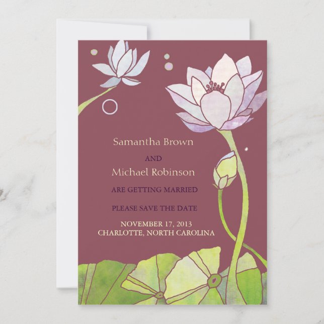 Invitaciones de boda Elegante Loto para guardar la (Anverso)