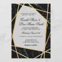 Invitaciones de boda elegante oro de mármol negro