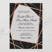 Invitaciones de boda elegante Rosa de mármol negro