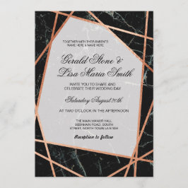 Invitaciones de boda elegante Rosa de mármol negro