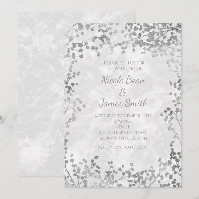 Invitaciones de boda elegantes con bayas florales  (Anverso / Reverso)