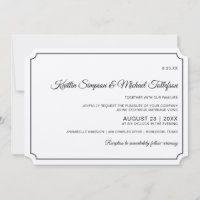 Invitaciones de boda elegantes con borde básico (K