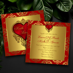 Invitaciones de boda elegantes con corazón de rojo