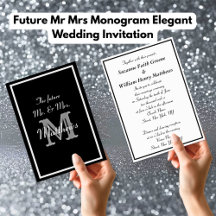 Invitaciones de boda elegantes con monograma de fu