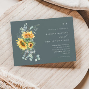 Invitaciones de Boda Elegantes de Girasol Eucalipt