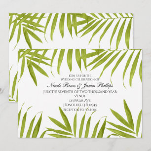Invitaciones de boda elegantes de hojas tropicales
