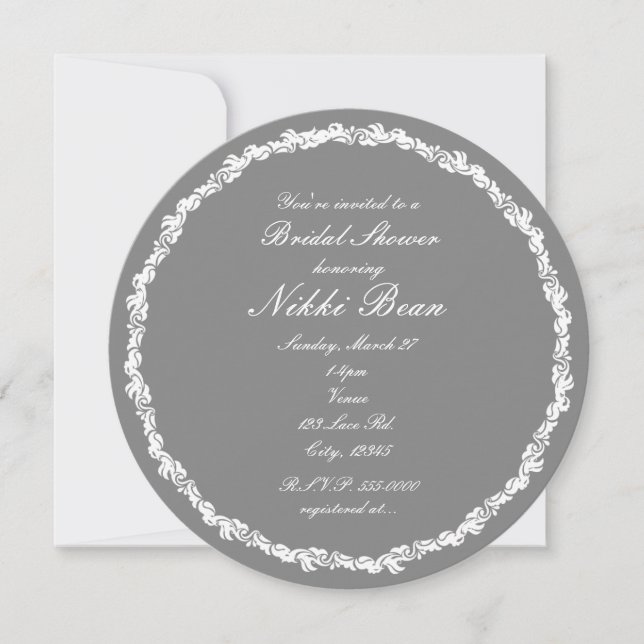 Invitaciones de boda elegantes grises y blancas (Anverso)