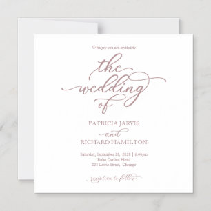 Invitaciones de boda elegantes rosa oro y blancas