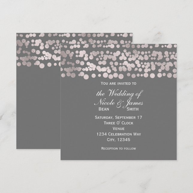 Invitaciones de boda elegantes y glamurosas con pu (Anverso / Reverso)