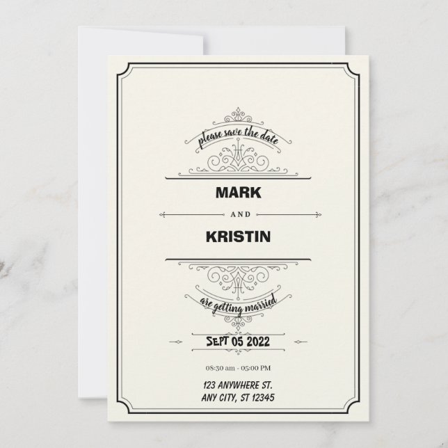 Invitaciones de boda en el estilo tradicional (Anverso)