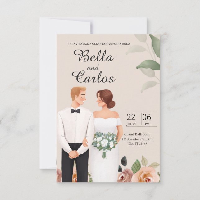 Invitaciones de Boda en Espanol (Anverso)