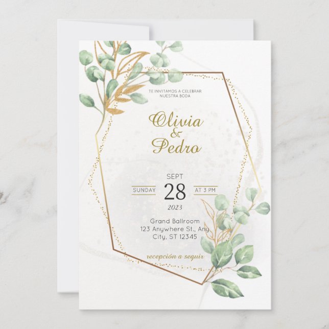 Invitaciones de Boda en Espanol (Anverso)