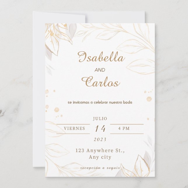 Invitaciones de Boda en Espanol (Anverso)
