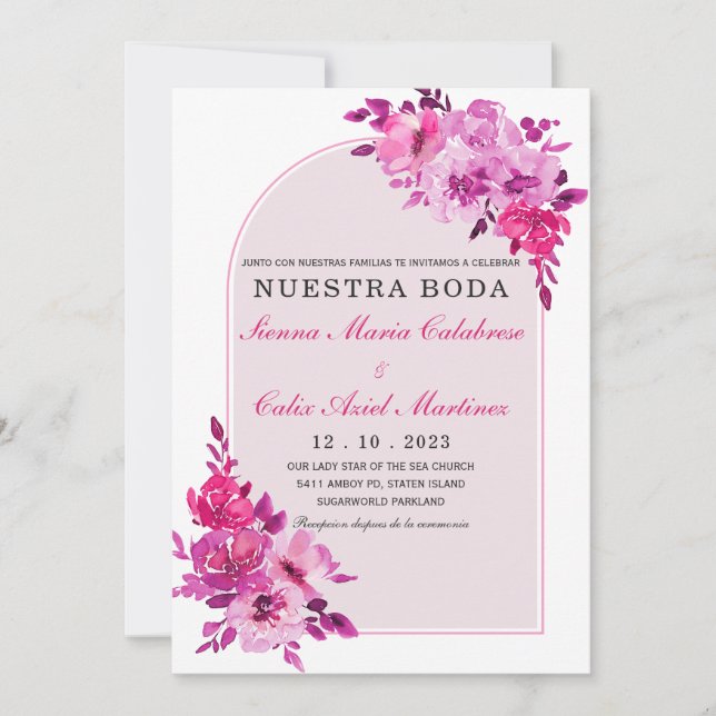 Invitaciones De Boda En Español Elegantes (Anverso)