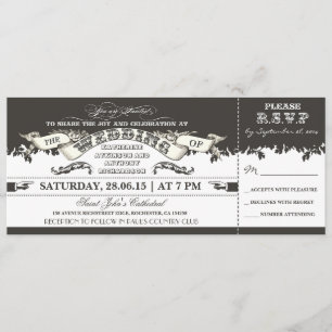 invitaciones de boda en estilo de entradas en blan