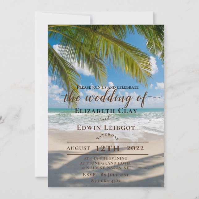 Invitaciones de boda en la playa (Anverso)
