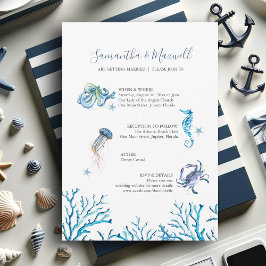 Invitaciones de boda en la playa acuarela océano